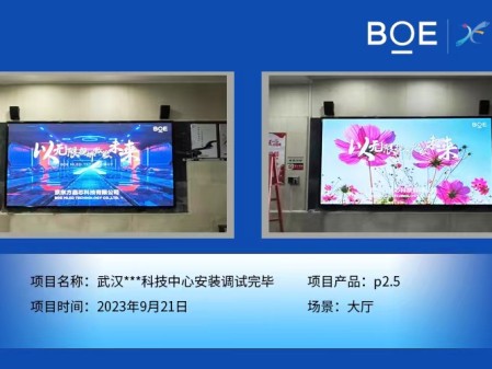 肇慶武漢**科技中心大廳P2.5安裝調試完畢